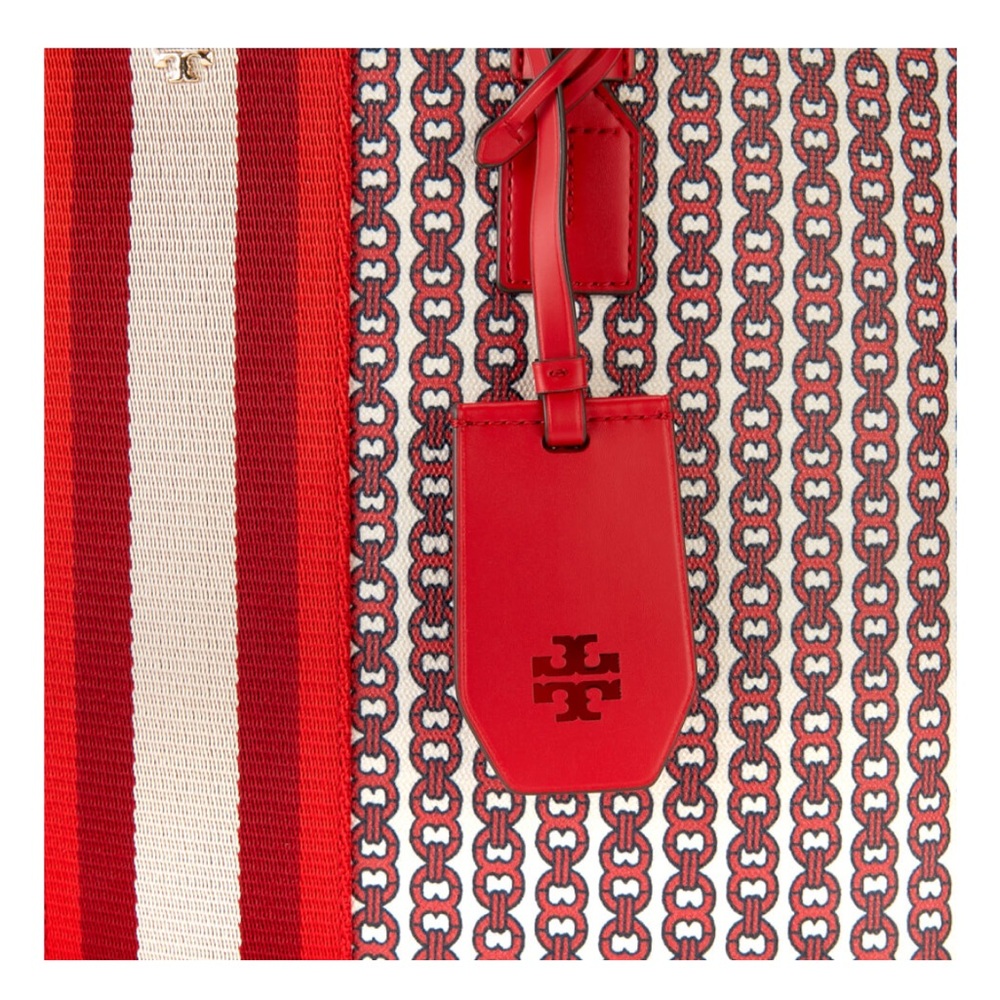 Tory Burch Gemini Link Red Blue Tote Bag Purse - Picture 2 of 10